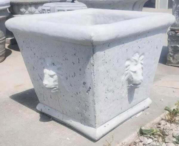 Large Square Lion Planter
